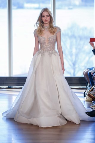 "Hendrix" by Rivini rivini-hendrix-wedding-dress-organza-ball-gown-with-transparent-beaded-cap-sleeve-bodice