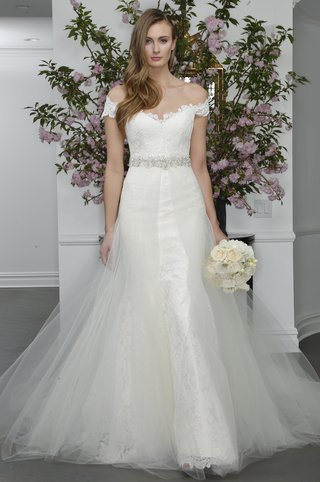 Wedding Dress by Legends Romona Keveza off-shoulder-neckline-with-tulle-overskirt-by-legends-romona-keveza