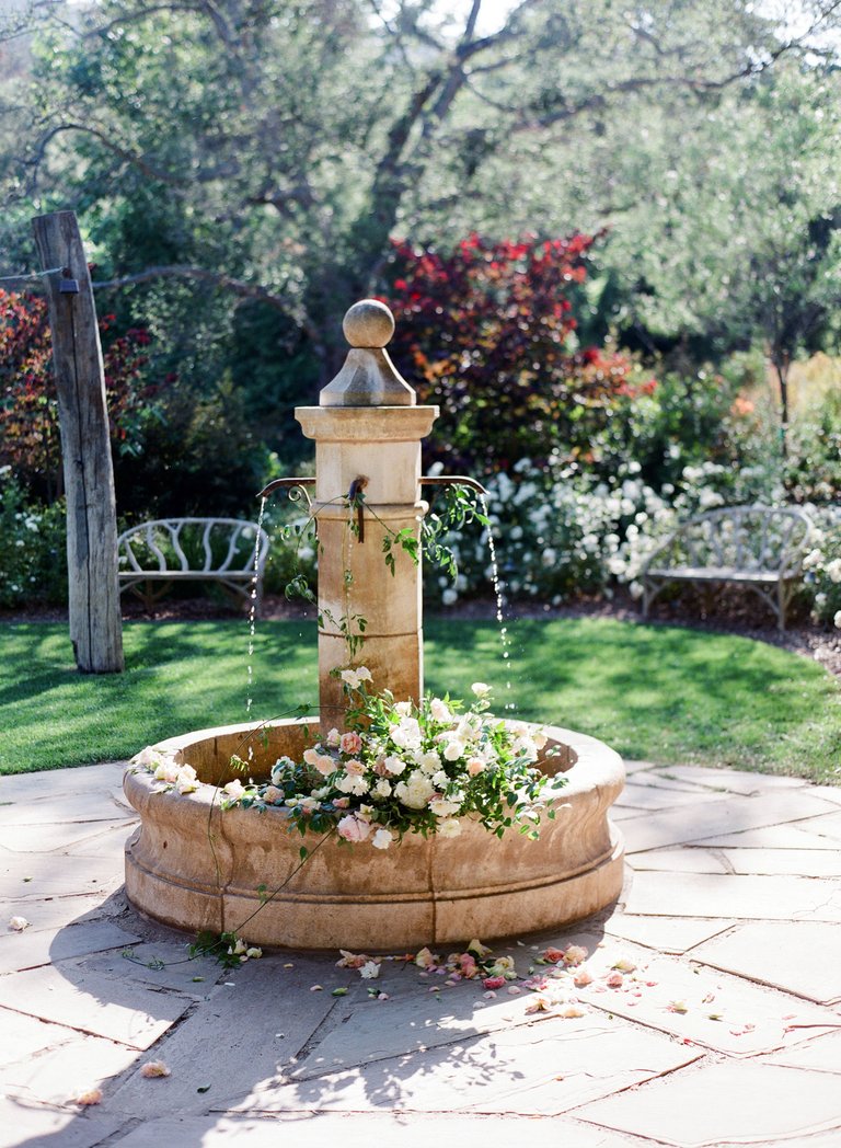 Fountain Filled with Flowers at Venue