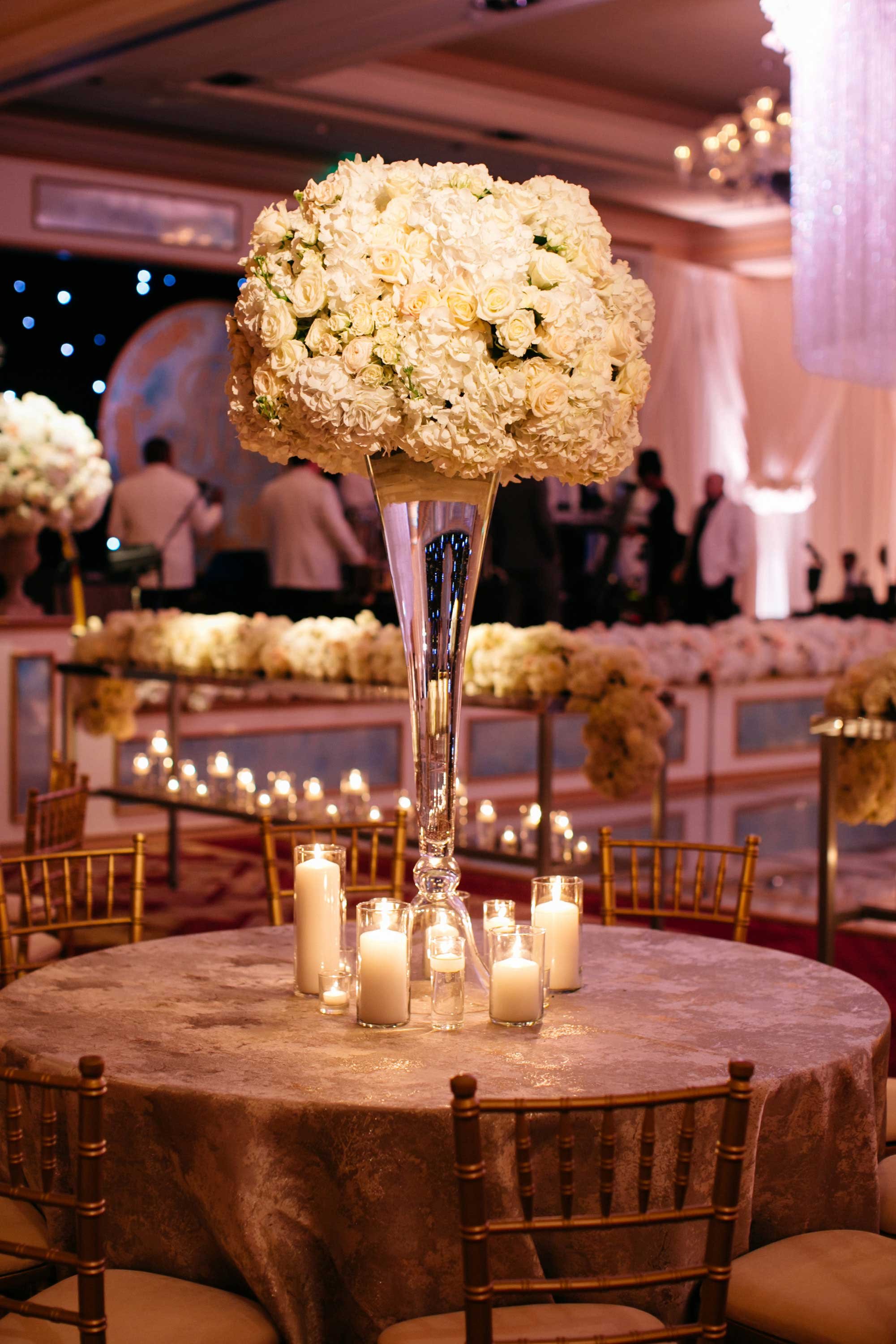 Tall Ivory Centerpiece with Candle Grouping