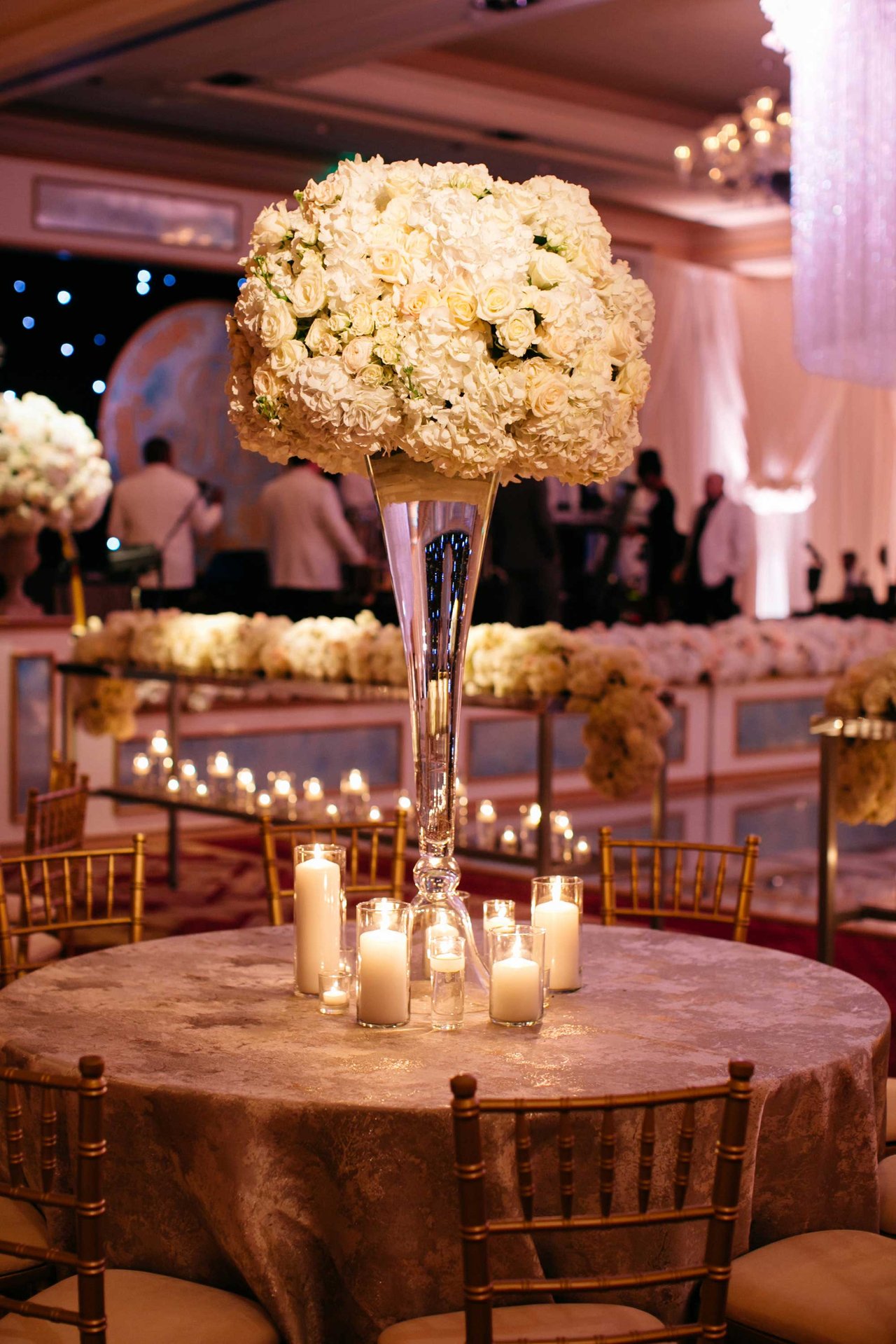 Tall Ivory Centerpiece with Candle Grouping