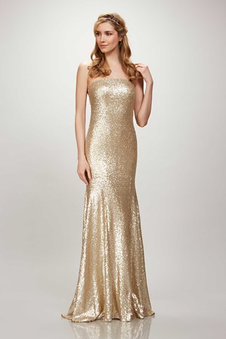 "Gigi" by THEIA Bridesmaids theia-bridesmaids-spring-2017-gigi-strapless-long-bridesmaid-dress-matte-gold-sequins-sheath-gown