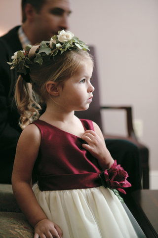 maroon and white flower girl dresses