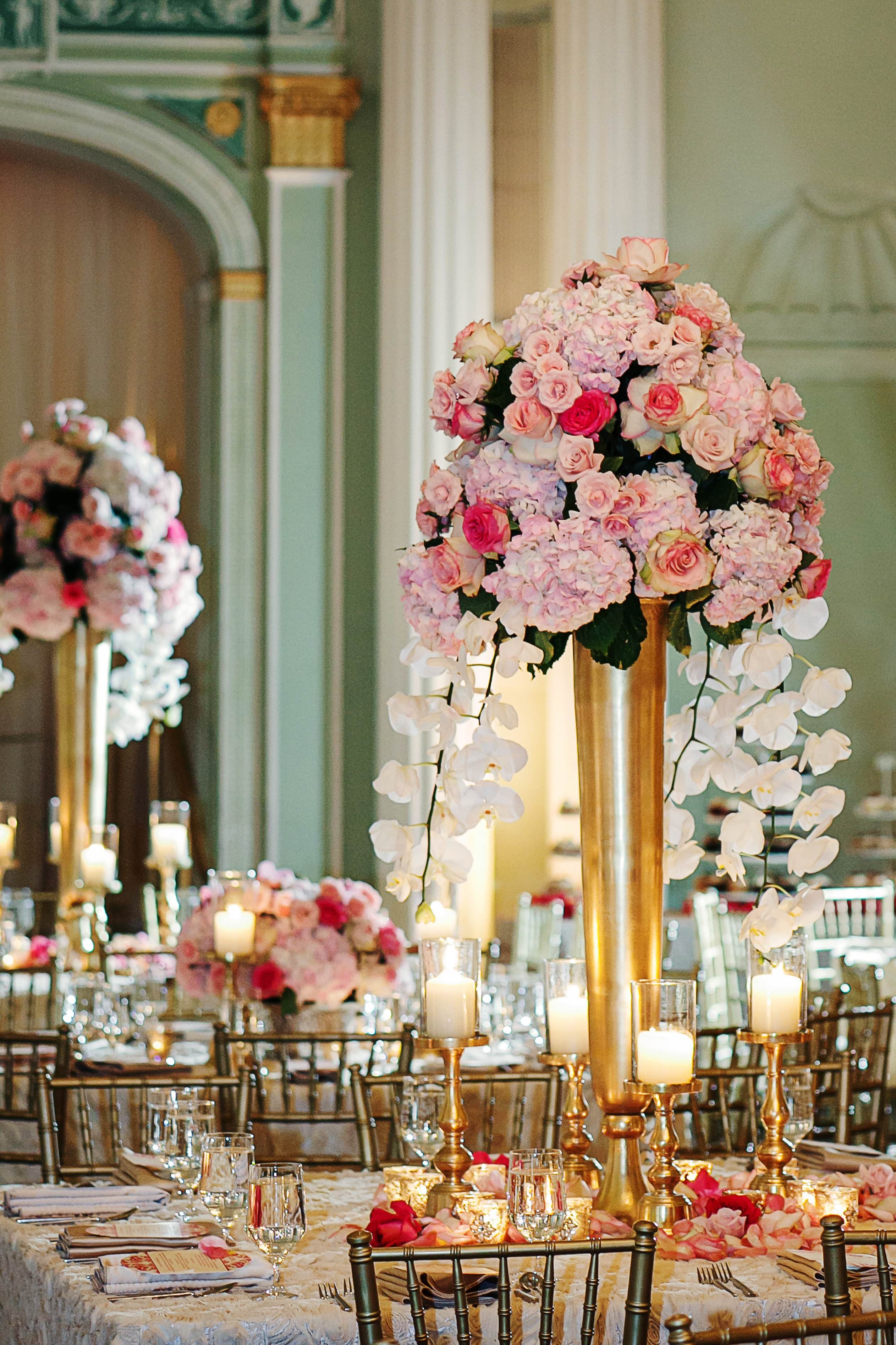 Gold Reception Centerpiece
