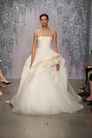 Look 9 by Monique Lhuillier Fall 2016 ivory-ball-gown-with-illusion-neckline-and-rose-details-by-monique-lhuillier-fall-2016