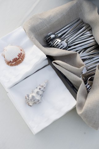 Seashells on Napkins shells-and-silverware