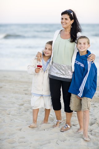 Family on Beach children-and-mother-on-sand