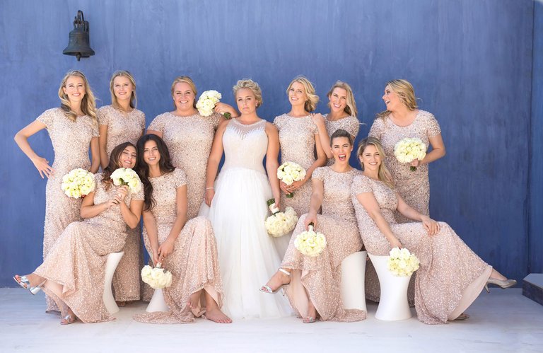neutral sequin bridesmaid dresses