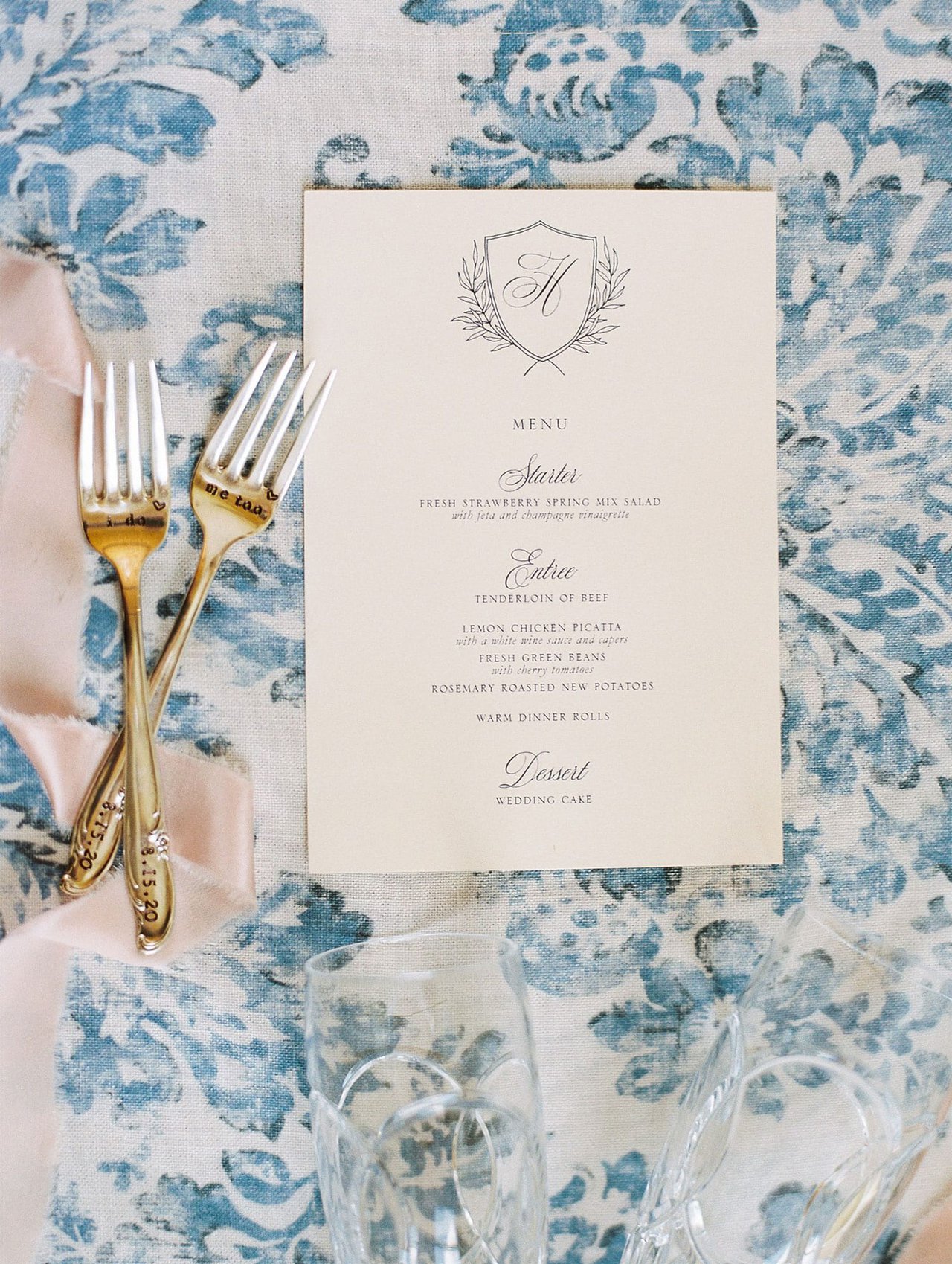 Wedding Menu With Monogram Crest