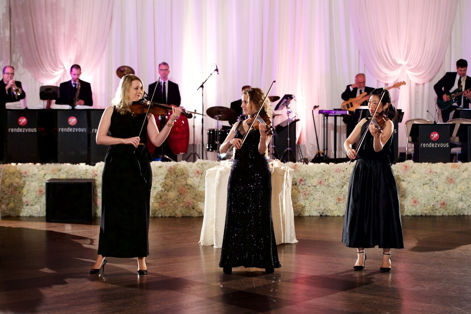 Three Violinists at Wedding Reception