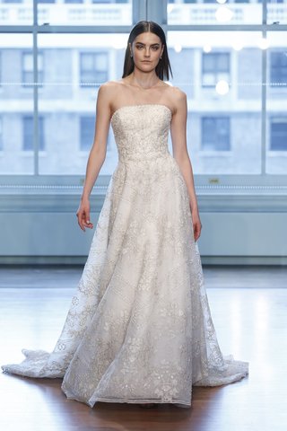 99044 by Justin Alexander 99044-by-justin-alexander-spring-2019-strapless-gown-with-allover-geometric-lace