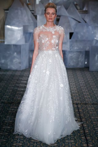 "Amely" by Mira Zwillinger mira-zwillinger-spring-2019-wedding-dress-sheer-bodice-silver-sequin-skirt-ball-gown