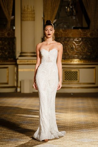 Fitted Gown with Sweetheart Neckline, Fully Beaded by Berta berta-spring-summer-2018-fitted-gown-heavy-bead-embellishments-sweetheart-neckline