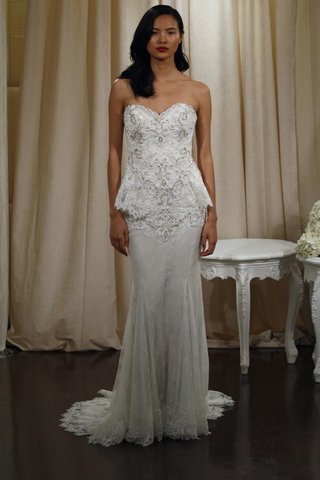 "Leslie" Dress lace-leslie-gown-with-peplum-by-badgley-mischka