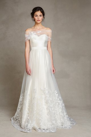 "London" Dress, Skirt, and Shrug fit-and-flare-dress-topped-with-detachable-tulle-skirt-and-shrug-by-jenny-yoo