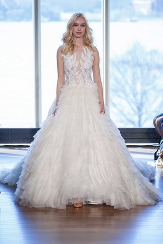 "Bonnie" by Rivini rivini-bonnie-ball-gown-wedding-dress-layer-organza-skirt-with-lace-sheer-bodice