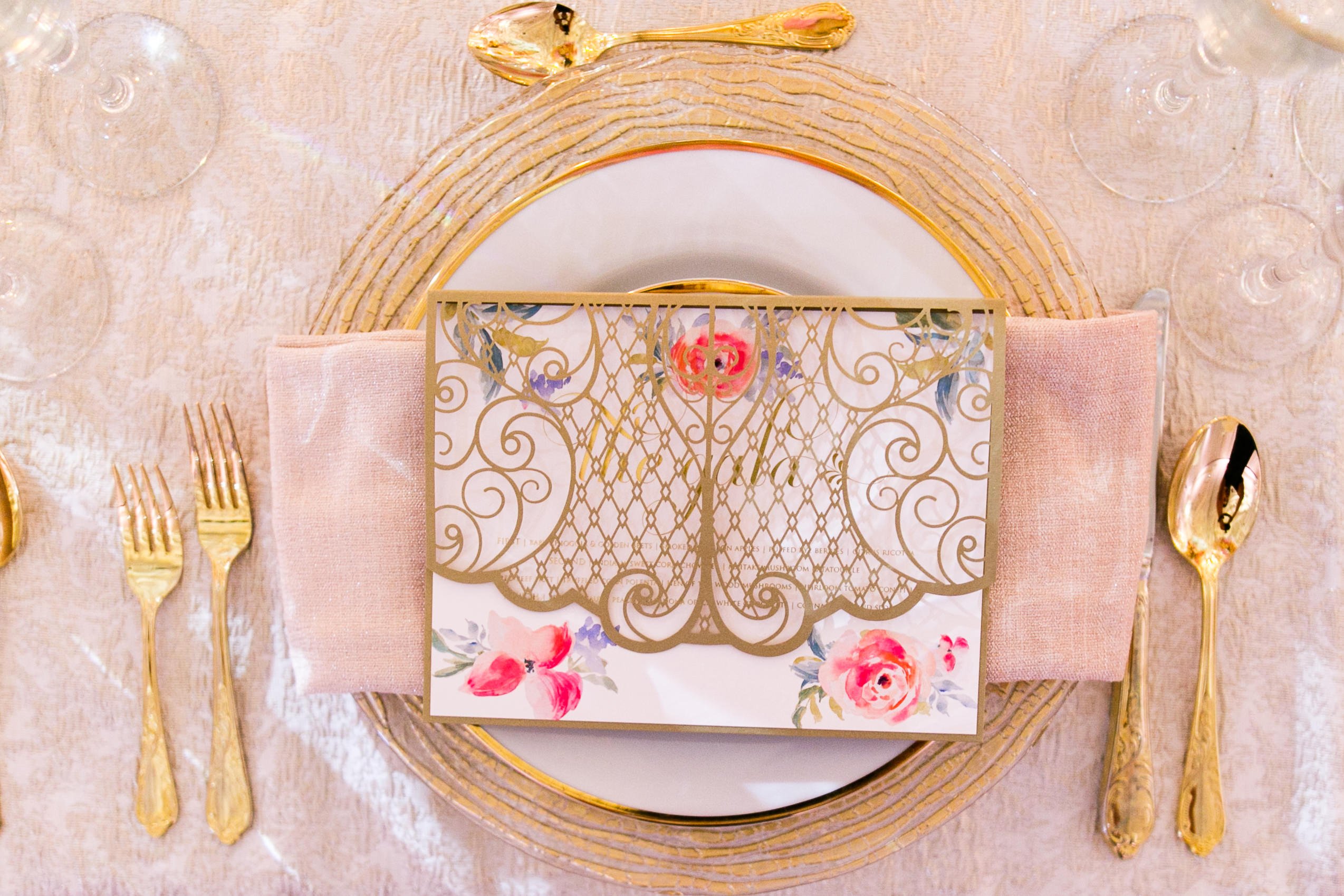 Floral and LaserCut Menu Card