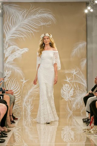 "Sasha" by THEIA theia-fall-2017-sasha-white-off-the-shoulder-cotton-guipure-lace-bell-sleeves-wedding-dress