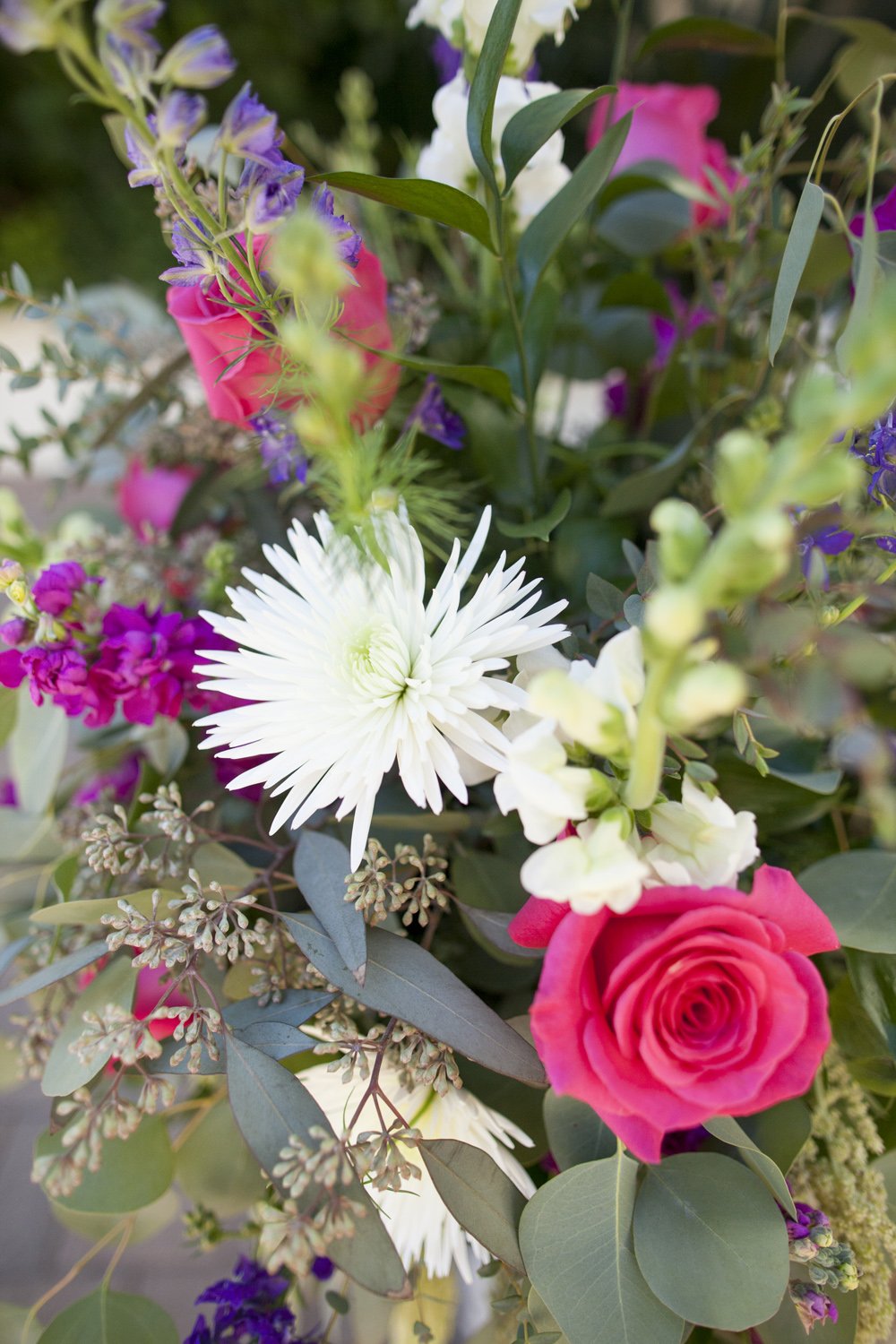 White Spider Mum & Pink Rose