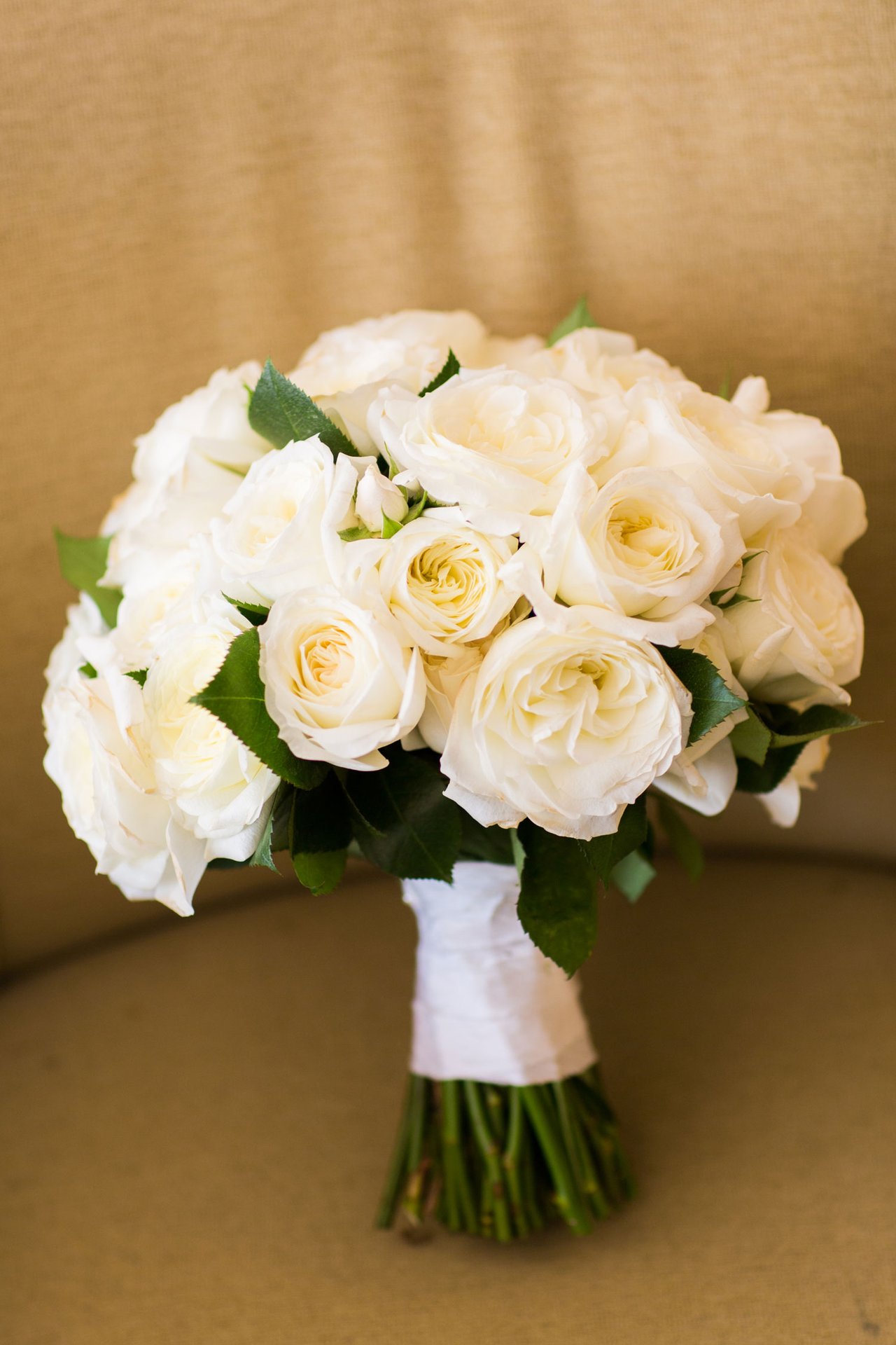 Classic White Rose Bridal Bouquet