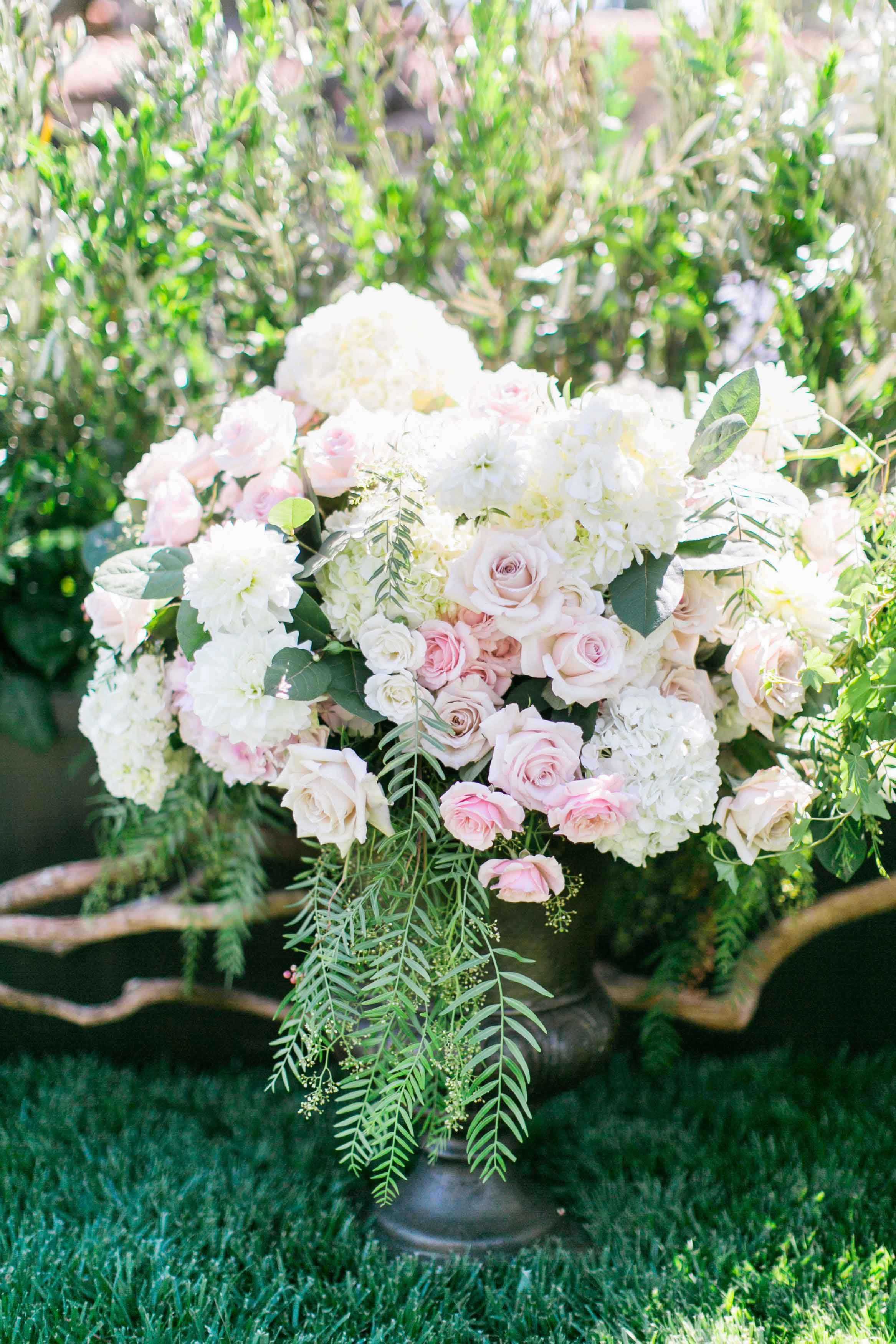Pink Rose & White Hydrangea Flower Arrangement
