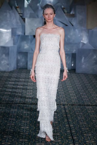"Mailly" by Mira Zwillinger mira-zwillinger-spring-2019-wedding-dress-mailly-strapless-column-sheath-gown-chantilly-lace