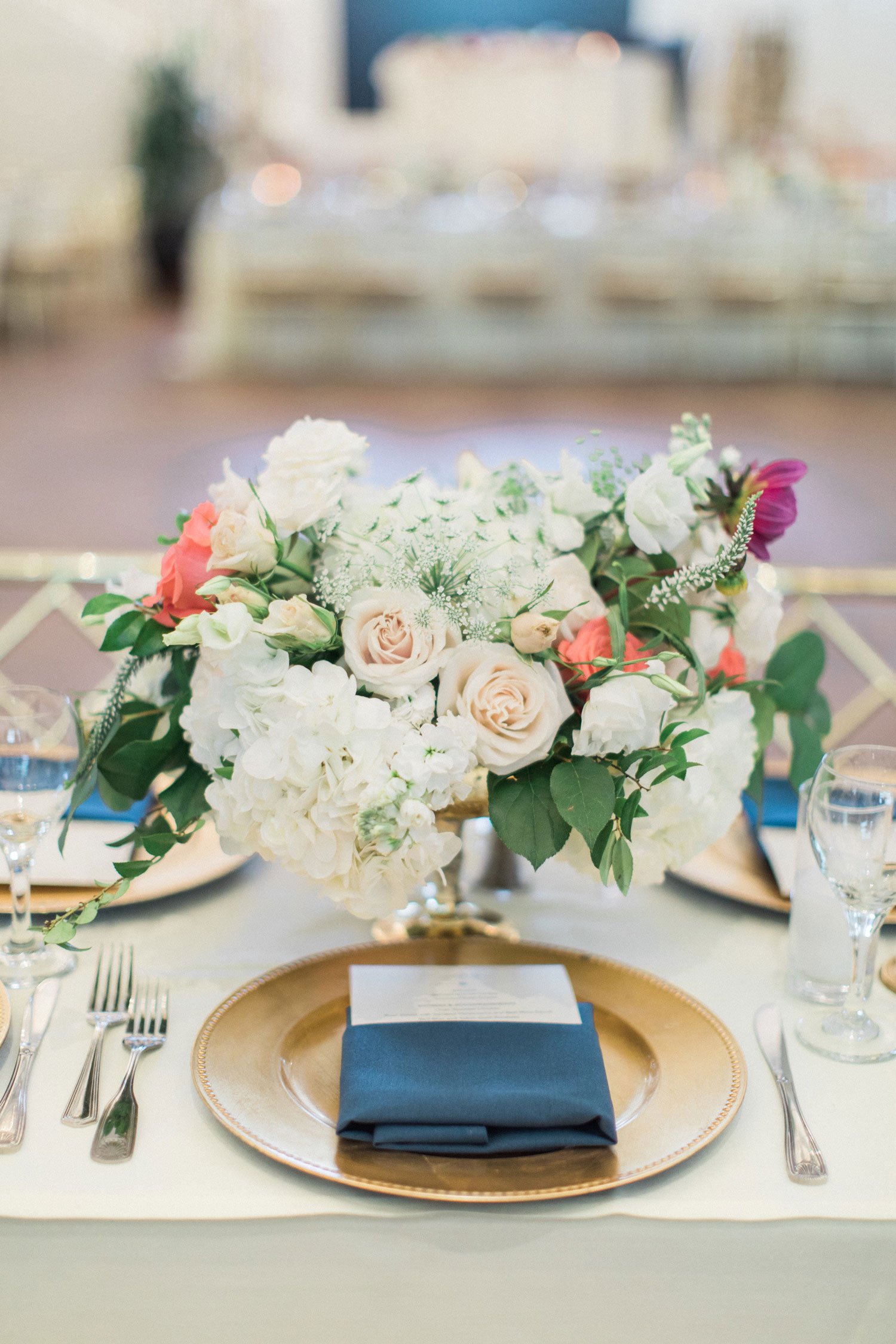 Gold Charger & Navy Blue Napkin