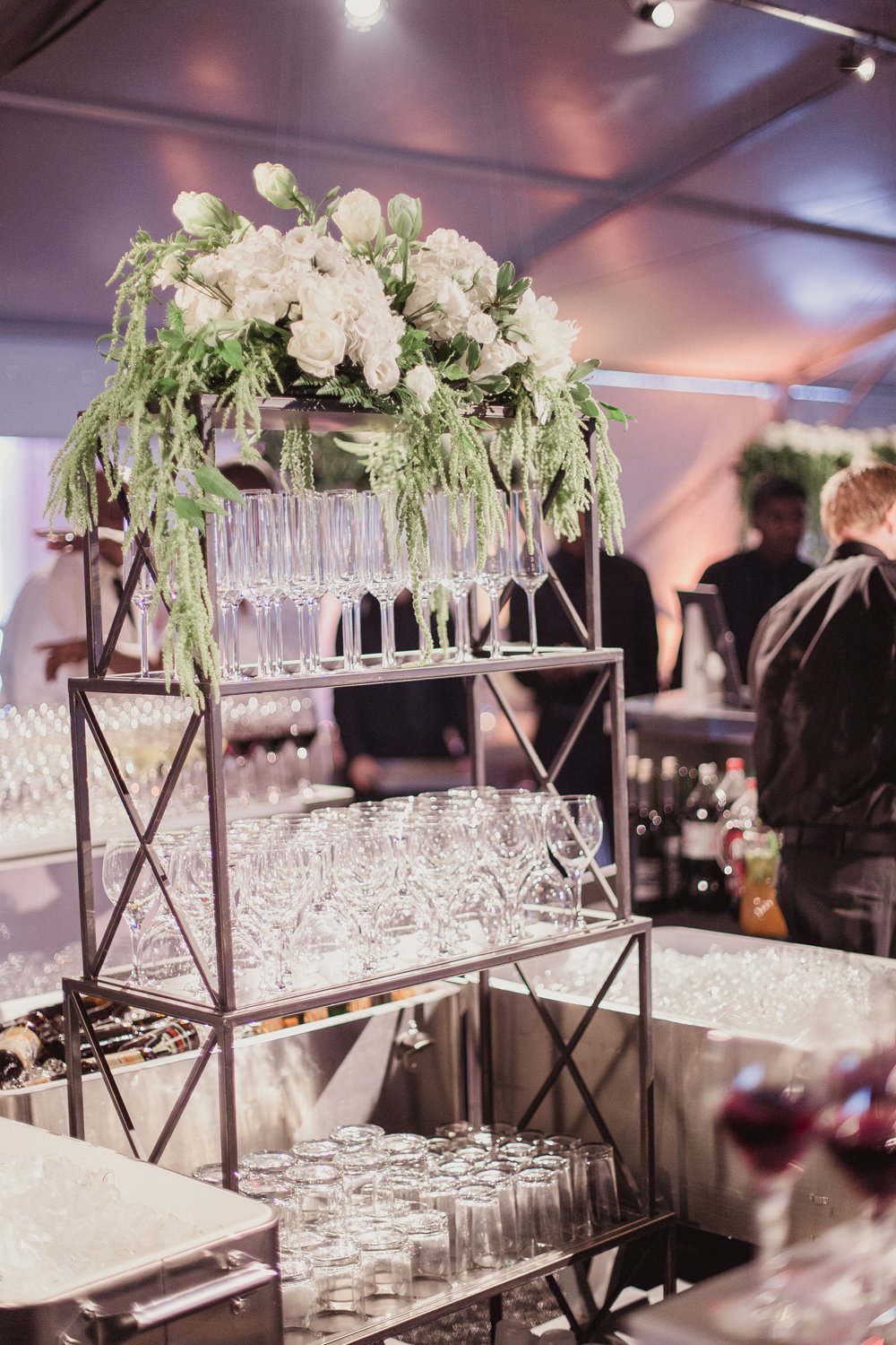Glassware Display Behind Bar