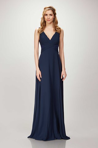 "Clary" by THEIA Bridesmaids theia-bridesmaids-spring-2017-clary-long-v-neck-bridesmaid-dress-ruche-bodice-chiffon-midnight-navy