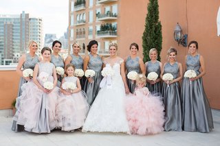 pink and grey bridesmaid dresses