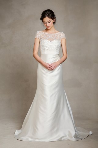 "Corinne" Dress with Topper satin-fit-and-flare-corinne-dress-with-lace-topper-by-jenny-yoo