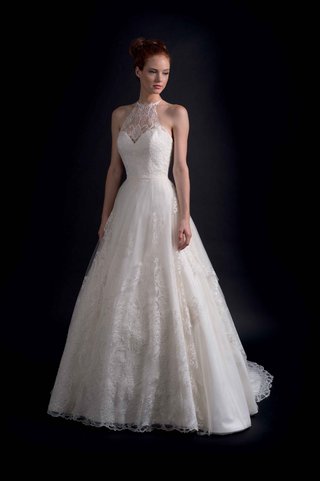 "Courtney" by Modern Trousseau Fall 2016 modern-trousseau-fall-2016-halter-neck-ball-gown-with-lace