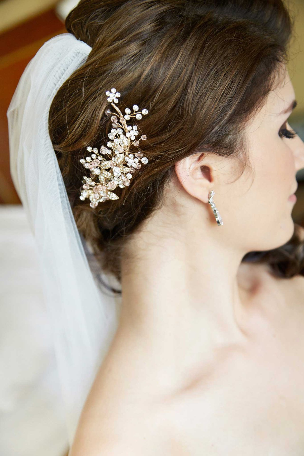 Jeweled Bridal Hairpiece & Veil