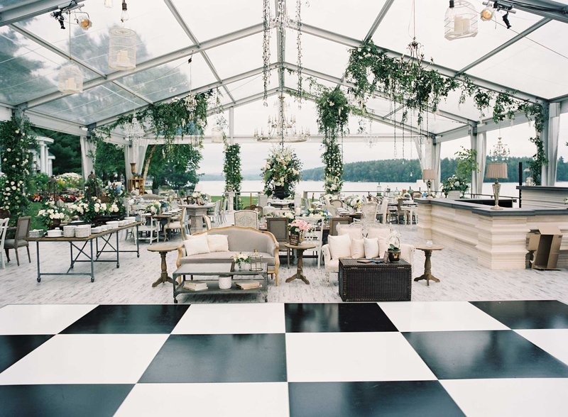 Tent Wedding with Checkered Dance Floor