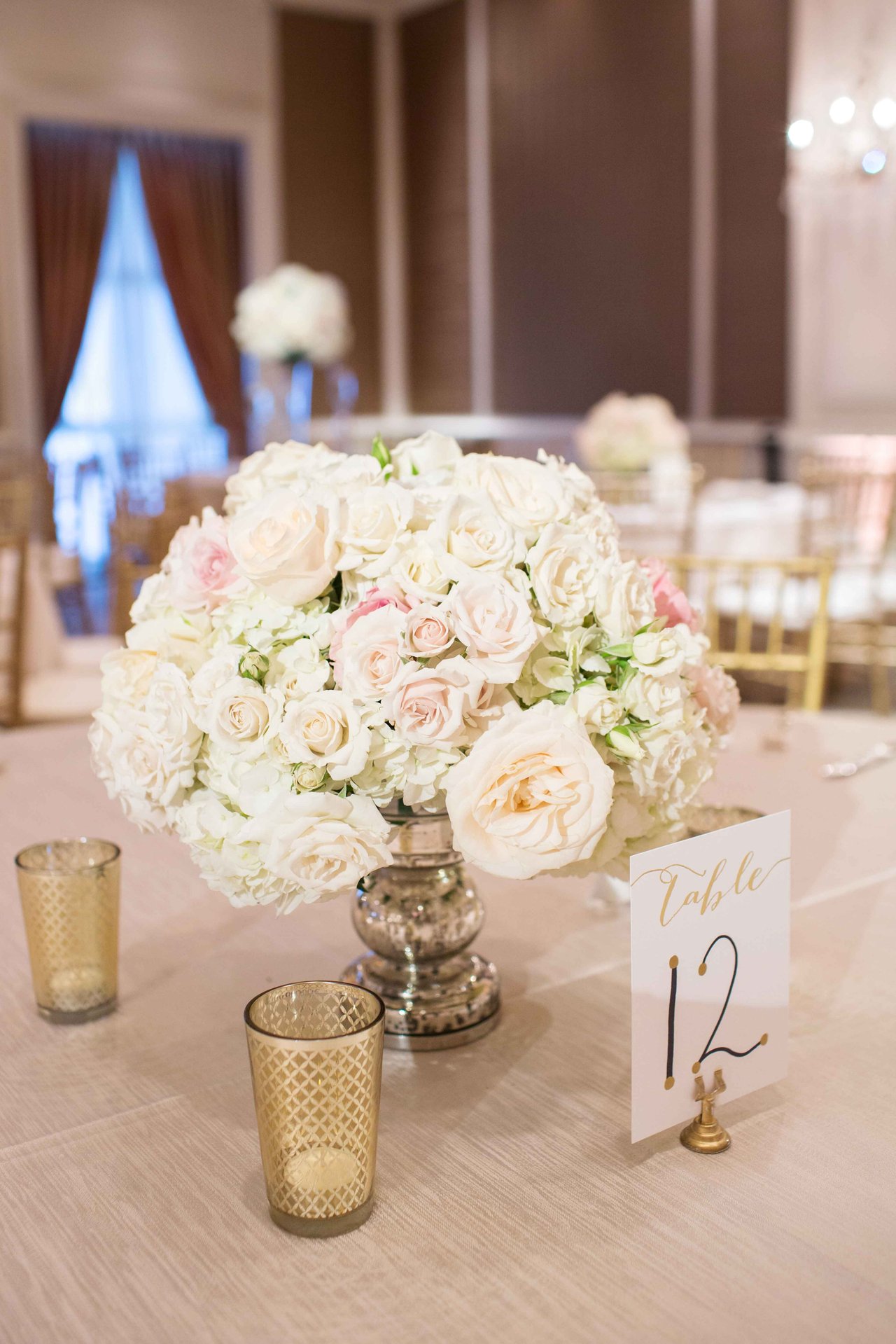 Low BlushandWhite Floral Arrangement