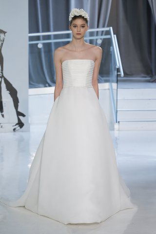 "Sydney" by Peter Langner sydney-by-peter-langner-spring-2018-strapless-ball-gown-in-silk-organza-with-quilted-bustier