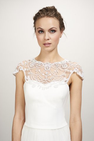 An Embellished Bridal Caplet by THEIA a-caplet-with-intricate-patterns-of-crystals-and-gems-by-theia