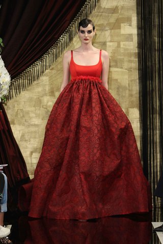 "Asta" by THEIA Fall 2016 asta-red-wedding-dress-ball-gown-with-black-lace-embroidery-by-theia