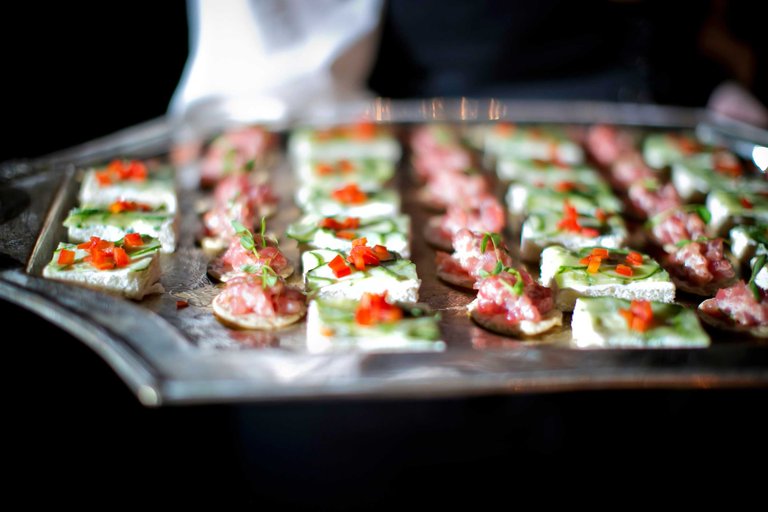 Colorful Hors d'Oeuvres on Silver Tray