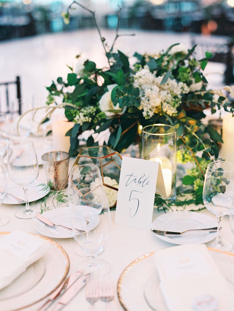 Gold Chargers & Centerpiece Accents