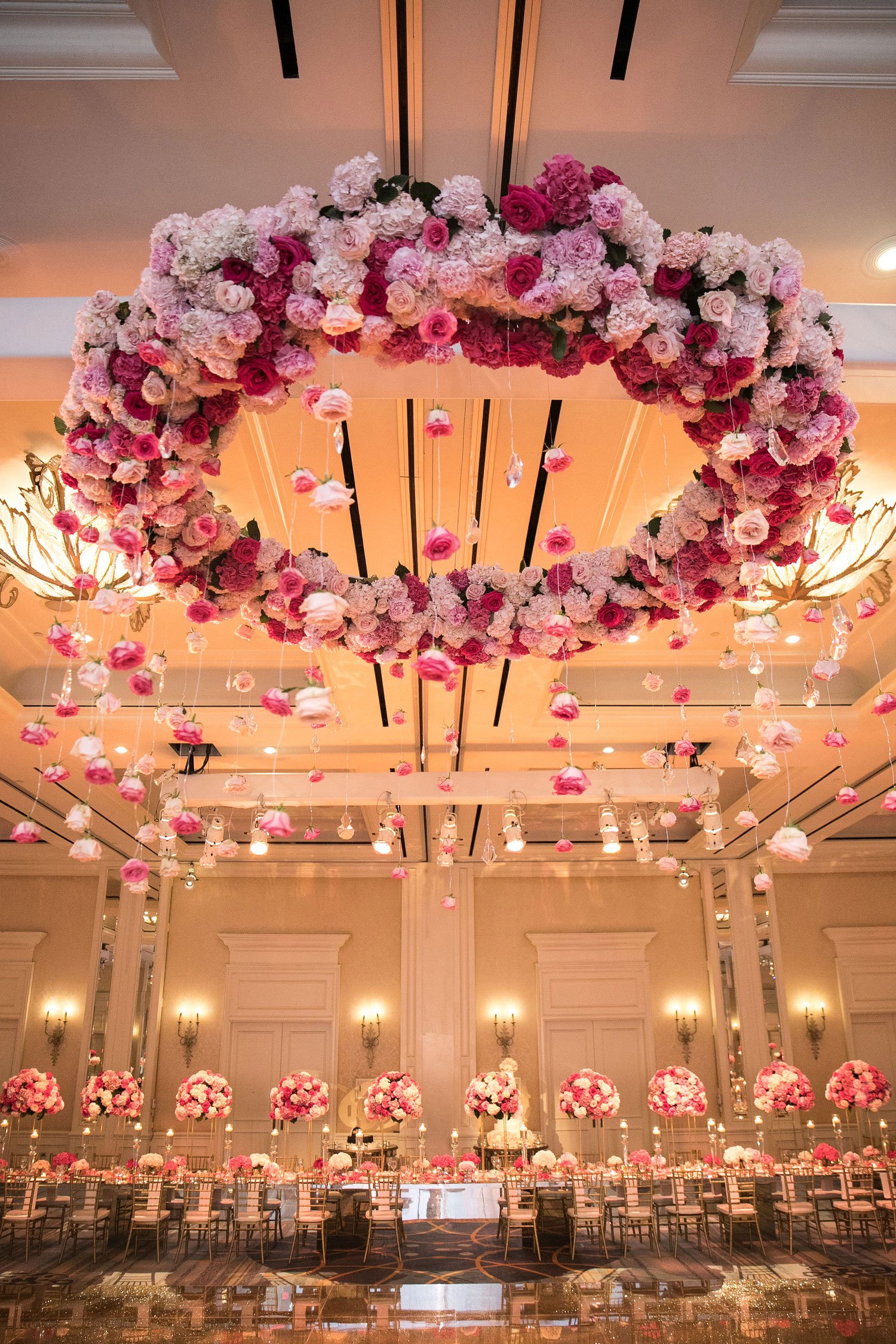 Pink Floral Wreath Over Dance Floor