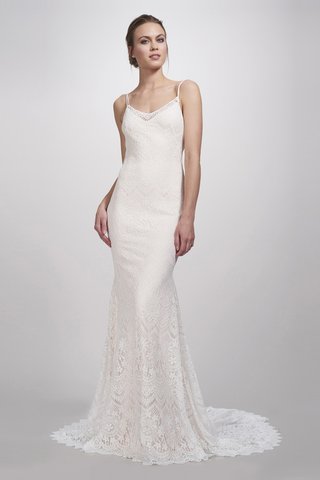 "Camila" Gown by THEIA a-gown-with-a-delicate-v-neckline-thin-straps-and-lace-detailing-throughout-by-theia