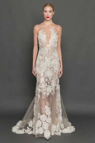 "Ana" by Francesca Miranda francesca-miranda-fall-2017-ana-tulle-rose-appliques-and-pearl-accents-by-francesca-miranda
