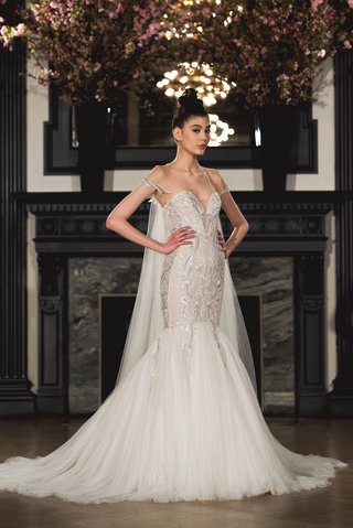 "Mia" by Ines Di Santo ines-di-santo-spring-2019-bridal-collection-wedding-dress-mia-illusion-cap-sleeve-trumpet-mermaid