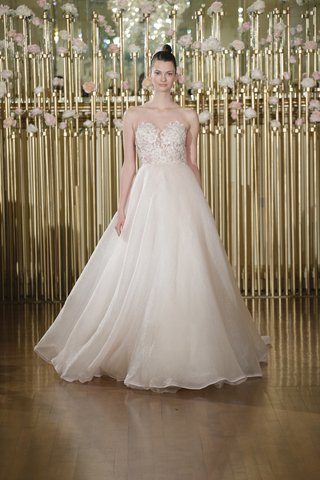 "Amelié" by Francesca Miranda francesca-miranda-spring-2018-blush-organza-illusion-ball-gown-hand-embroidered-floral-swarovski