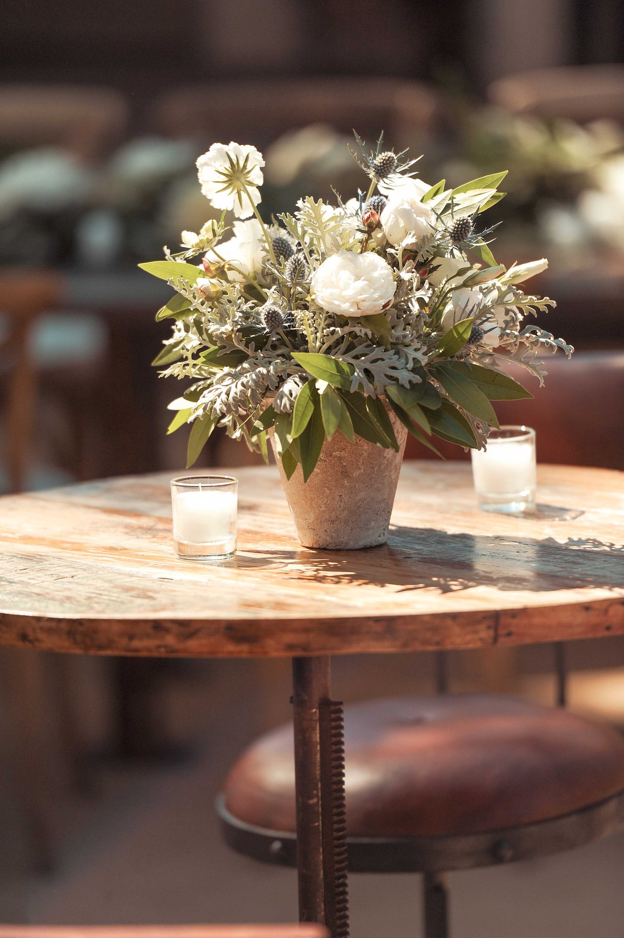 Rustic Wood Cocktail Table with Centerpiece