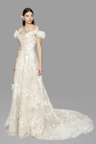 Look 8 Marchesa look-8-marchesa-fall-2017-ivory-nude-off-the-shoulder-a-line-laser-cut-organza-flowers
