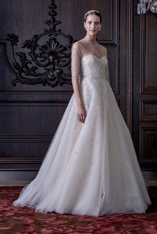 Monique Lhuillier Spring/Summer 2016 Collection ball-gown-with-beaded-sheer-neckline-and-sleeves