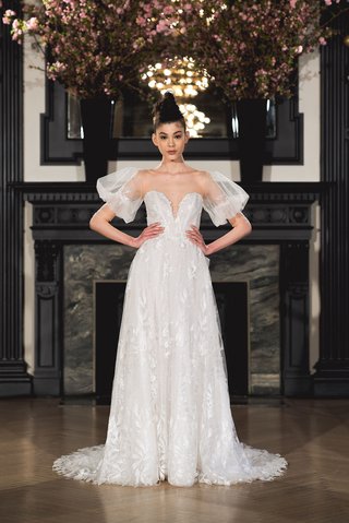 "Ella" by Ines Di Santo ines-di-santo-spring-2019-bridal-collection-wedding-dress-ella-detachable-sleeve-and-train-gown
