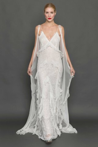 "Jasmine" with Cape by Francesca Miranda francesca-miranda-fall-2017-jasmine-mermaid-lace-appliques-pearl-accents-cape